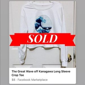 The Great Wave off Kanagawa Long Sleeve Crop Tee